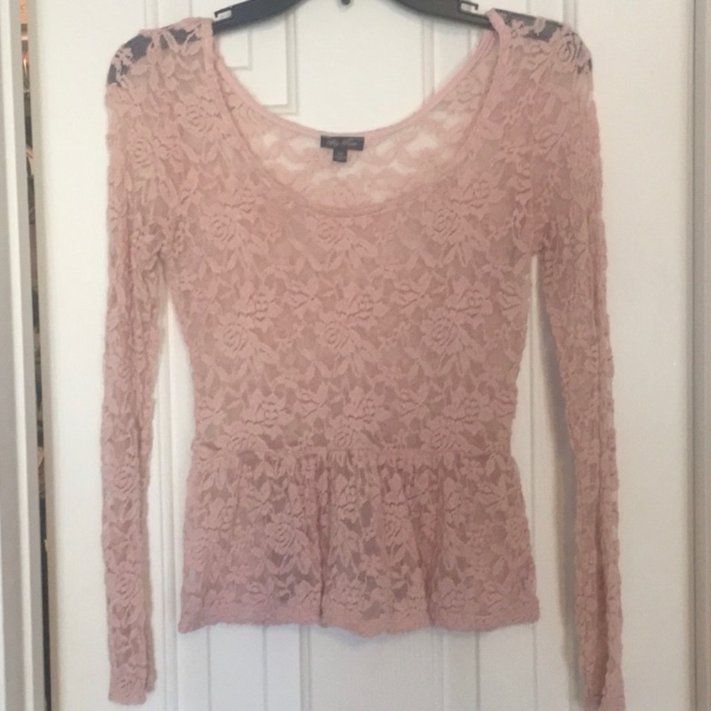Lowest price- Lily Rose Pink Lace Top - Picture 2 of 5